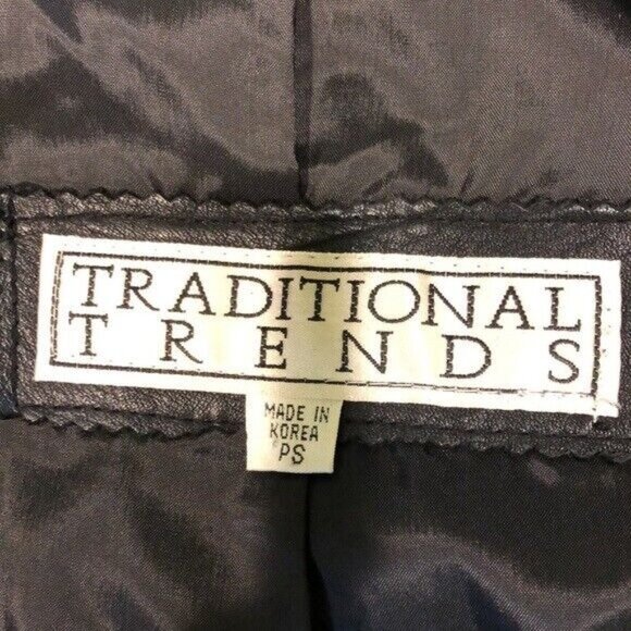 Traditional Trends Long Over-sized Trench Coat Black Leather Button up Petite - Picture 4 of 9